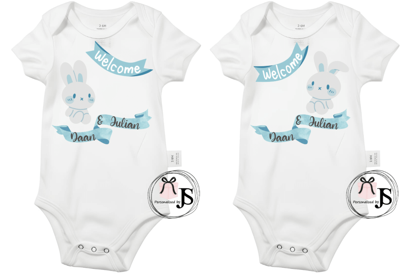 Baby romper: ''Hoera een tweeling'' 2 stuks - Personalized by JS
