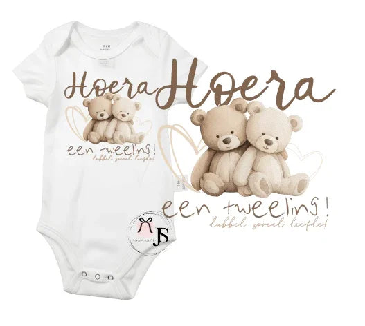 Baby romper: ''Hoera een tweeling'' - Personalized by JS