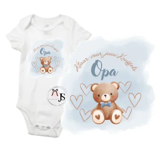 Baby romper: ''Klaar voor jouw knuffels... Opa'' - Personalized by JS