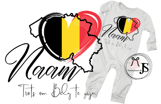 Gepersonaliseerde babypak Roots Belgie - Personalized by JS