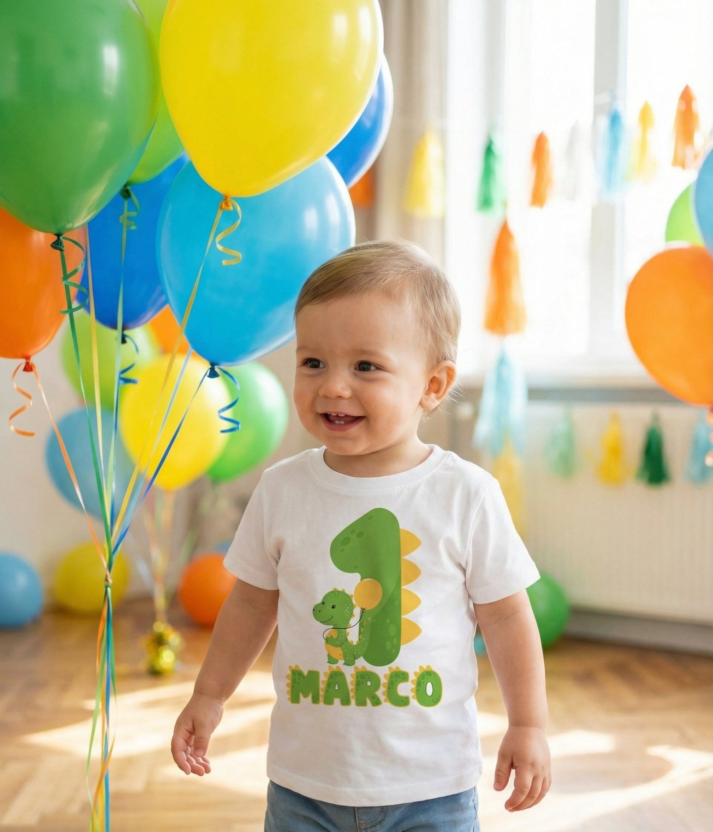 Kinder Shirt 1 jaar Dino met naam - Personalized by JS