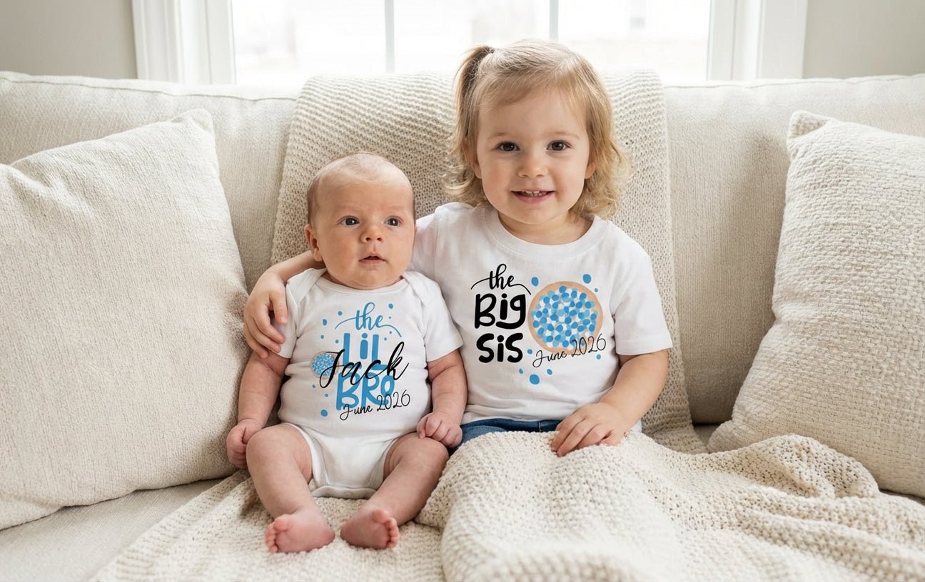 1 Baby romper broertje en 1 grote zus shirt - Personalized by JS