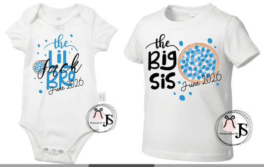 1 Baby romper broertje en 1 grote zus shirt - Personalized by JS