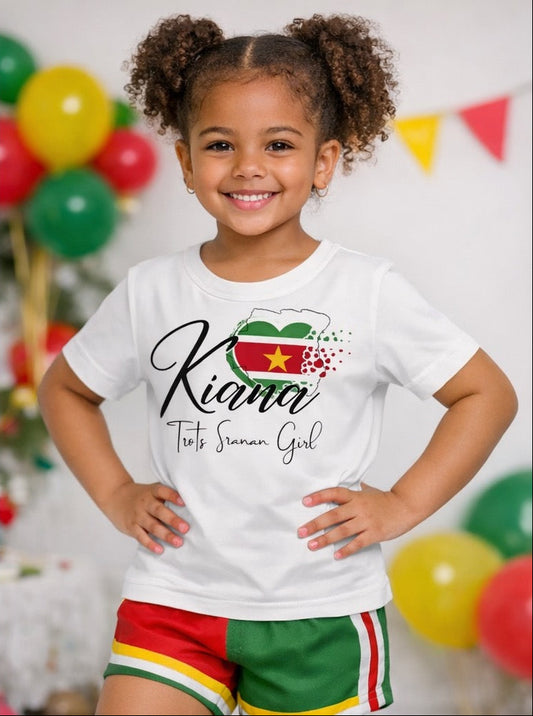 Gepersonaliseerd Kinder T-shirt – Trots Sranan
