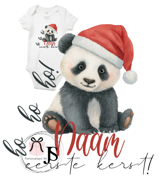 Baby romper: ''Mijn eerste Kerst + Naam+ Jaar''