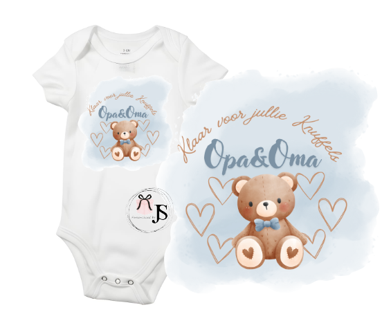 Baby romper: ''Klaar voor jullie knuffels... Opa & Oma''