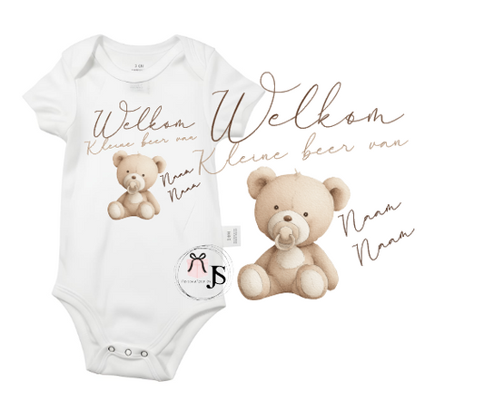 Baby romper: Welkom kleine beer van papa en mama