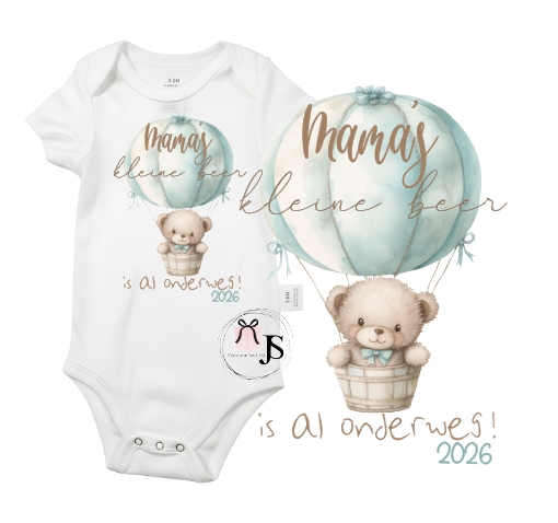 Baby romper: ''Mama's Kleine beer... is al onderweg 2026''