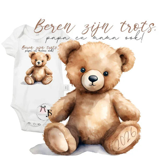 Baby romper: “Beren Zijn Trots, Papa en Mama Ook 2026” - Personalized by JS