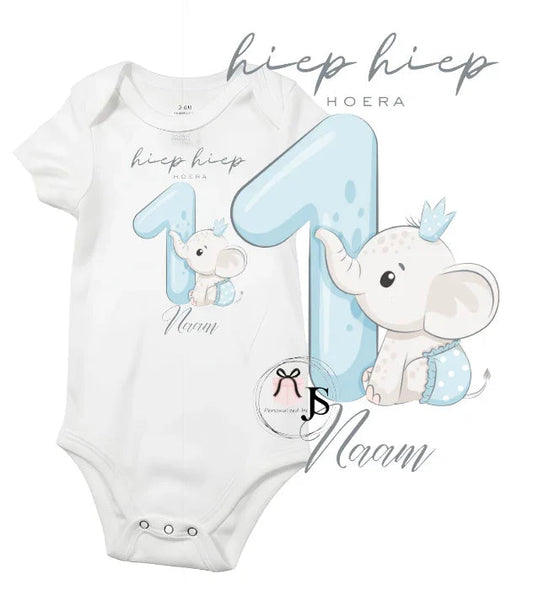Baby romper: ''Hiep hiep hoera + naam'' - Personalized by JS
