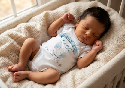 Baby Romper: Hoera! baby is geboren + naam - Personalized by JS