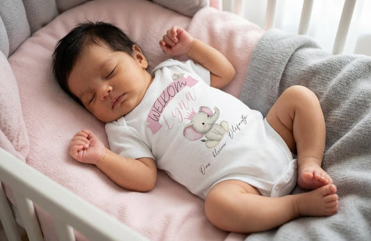 Baby Romper: Hoera! baby is geboren + naam - Personalized by JS