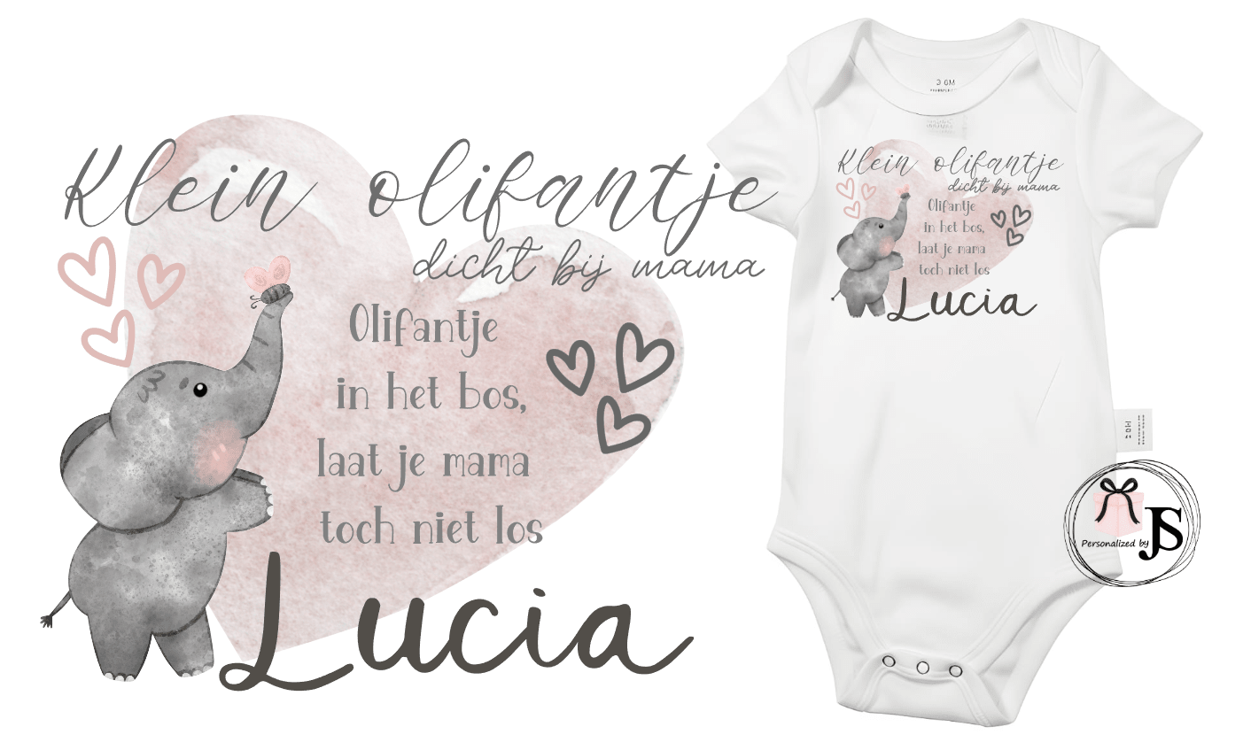 Baby Romper: Hoera! baby is geboren + naam - Personalized by JS