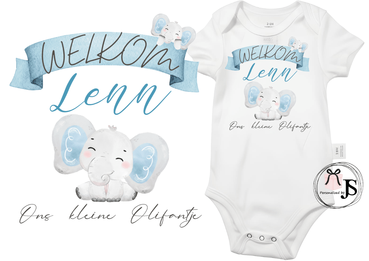 Baby Romper: Hoera! baby is geboren + naam - Personalized by JS