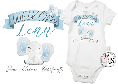 Baby Romper: Hoera! baby is geboren + naam - Personalized by JS