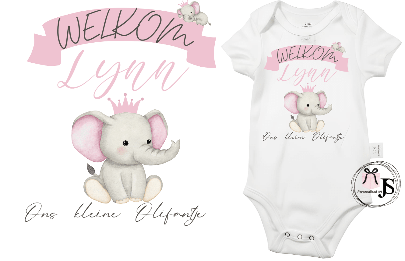 Baby Romper: Hoera! baby is geboren + naam - Personalized by JS