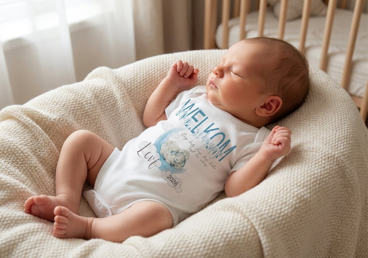 Baby Romper: Hoera! baby is geboren + naam - Personalized by JS