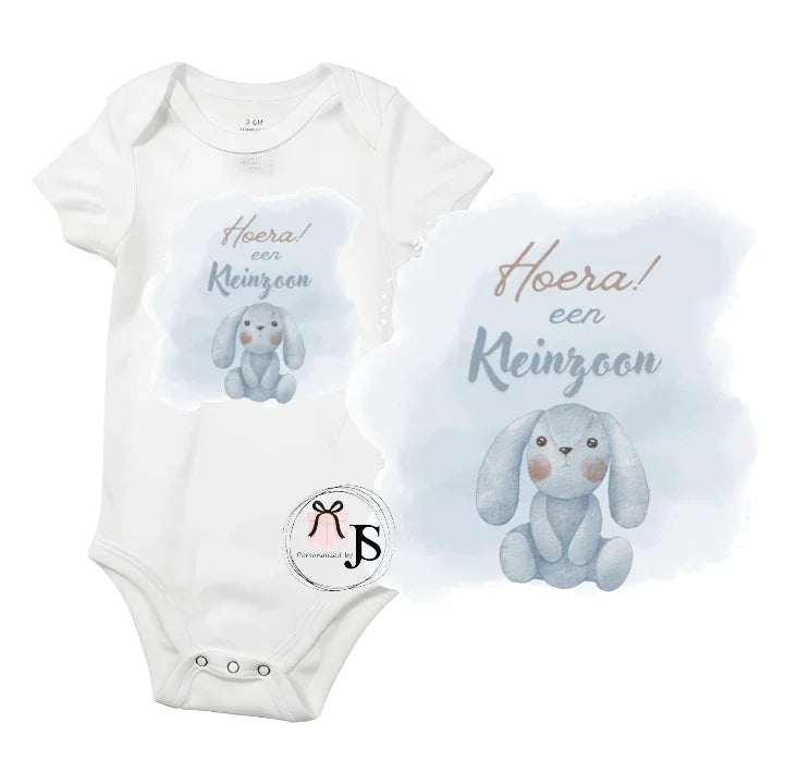 Baby romper: ''Hoera... een kleinzoon'' - Personalized by JS