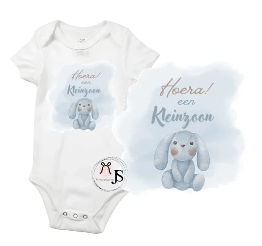 Baby romper: ''Hoera... een kleinzoon'' - Personalized by JS