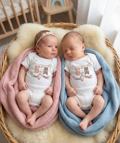 Baby romper: ''Hoera een tweeling'' 2 stuks - Personalized by JS