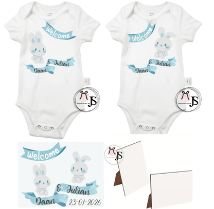Baby romper: ''Hoera een tweeling'' 2 stuks - Personalized by JS