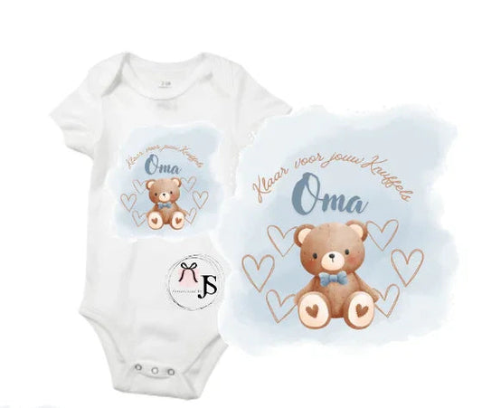 Baby romper: ''Klaar voor jouw knuffels... Oma'' - Personalized by JS