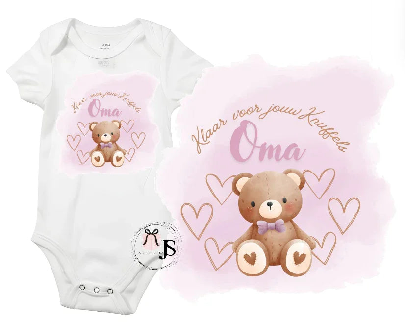 Baby romper: ''Klaar voor jouw knuffels... Oma'' - Personalized by JS