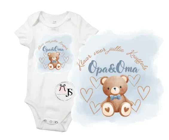 Baby romper: ''Klaar voor jullie knuffels... Opa & Oma'' - Personalized by JS