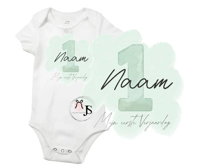 Baby romper: ''Mijn eerste verjaardag + naam'' - Personalized by JS
