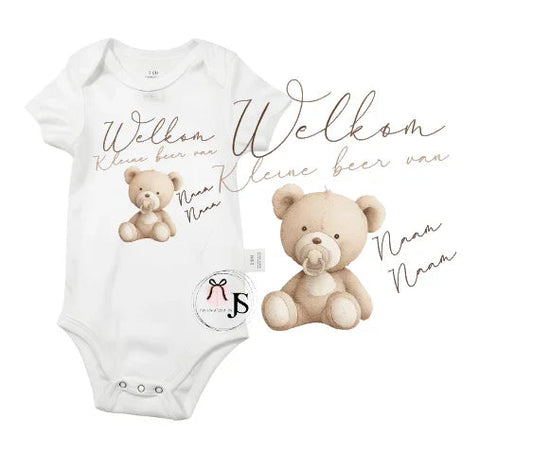 Baby romper: Welkom kleine beer van papa en mama - Personalized by JS