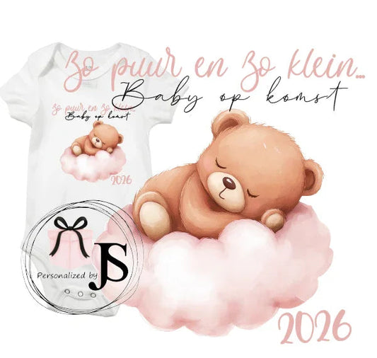 Baby romper: ''Zo puur en zo klein... Baby op komst 2026'' - Personalized by JS