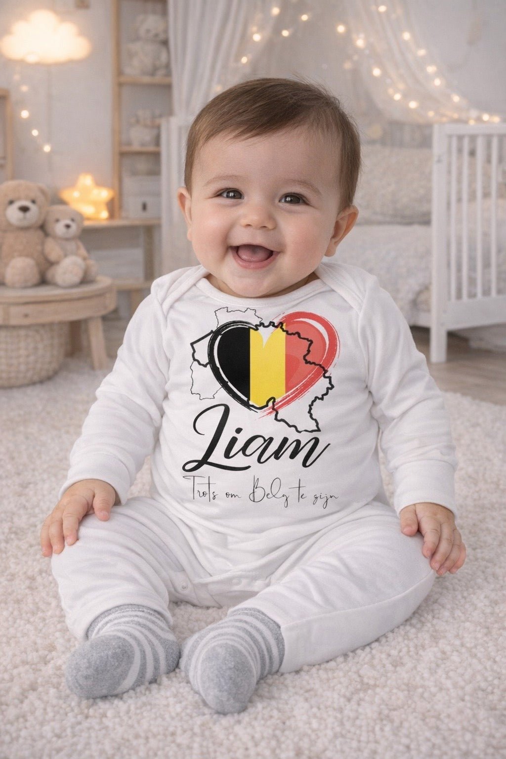 Gepersonaliseerde babypak Roots Belgie - Personalized by JS