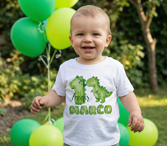 Kinder Shirt 1 jaar Dino met naam - Personalized by JS