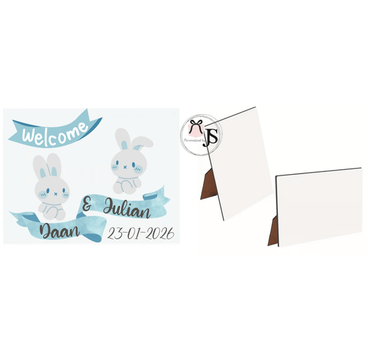MDF Geboorte Displaybord met Standaard – Personaliseerbaar - Personalized by JS