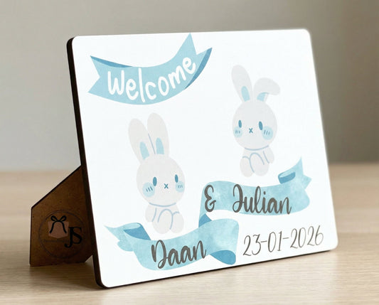 MDF Geboorte Displaybord met Standaard – Personaliseerbaar - Personalized by JS