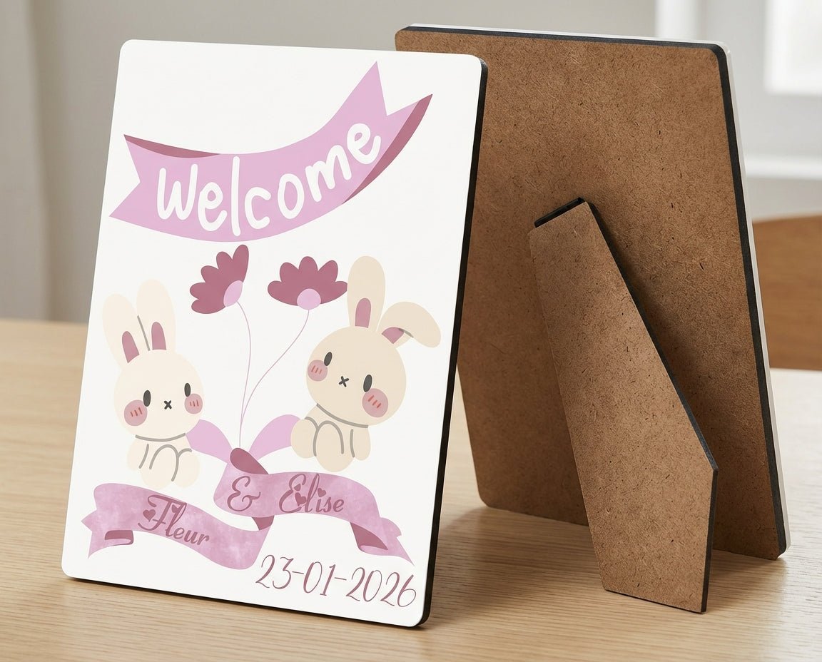MDF Geboorte Displaybord met Standaard – Personaliseerbaar - Personalized by JS