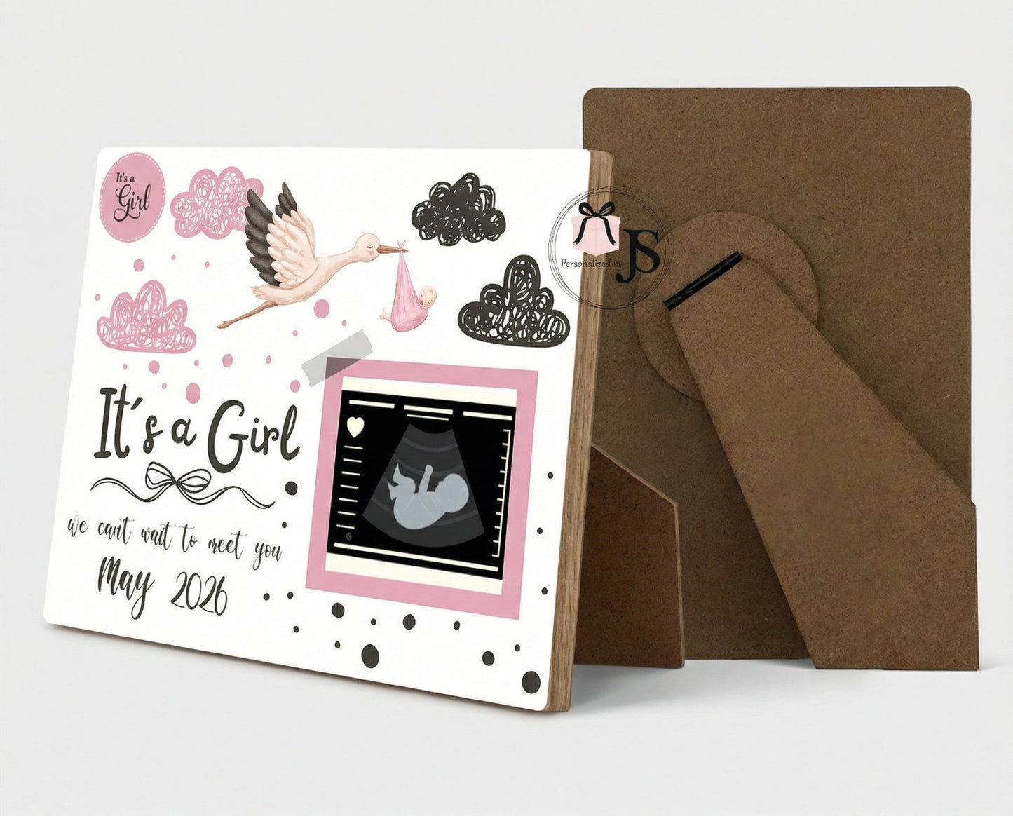 MDF Geboorte Displaybord met Standaard – Personaliseerbaar - Personalized by JS