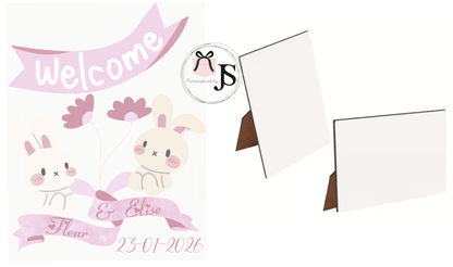 MDF Geboorte Displaybord met Standaard – Personaliseerbaar - Personalized by JS