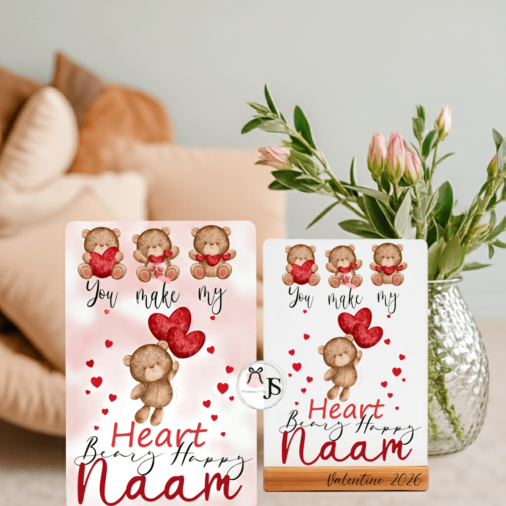 Metalen Fotolijst met Houten Basis - Valentijn - Personalized by JS