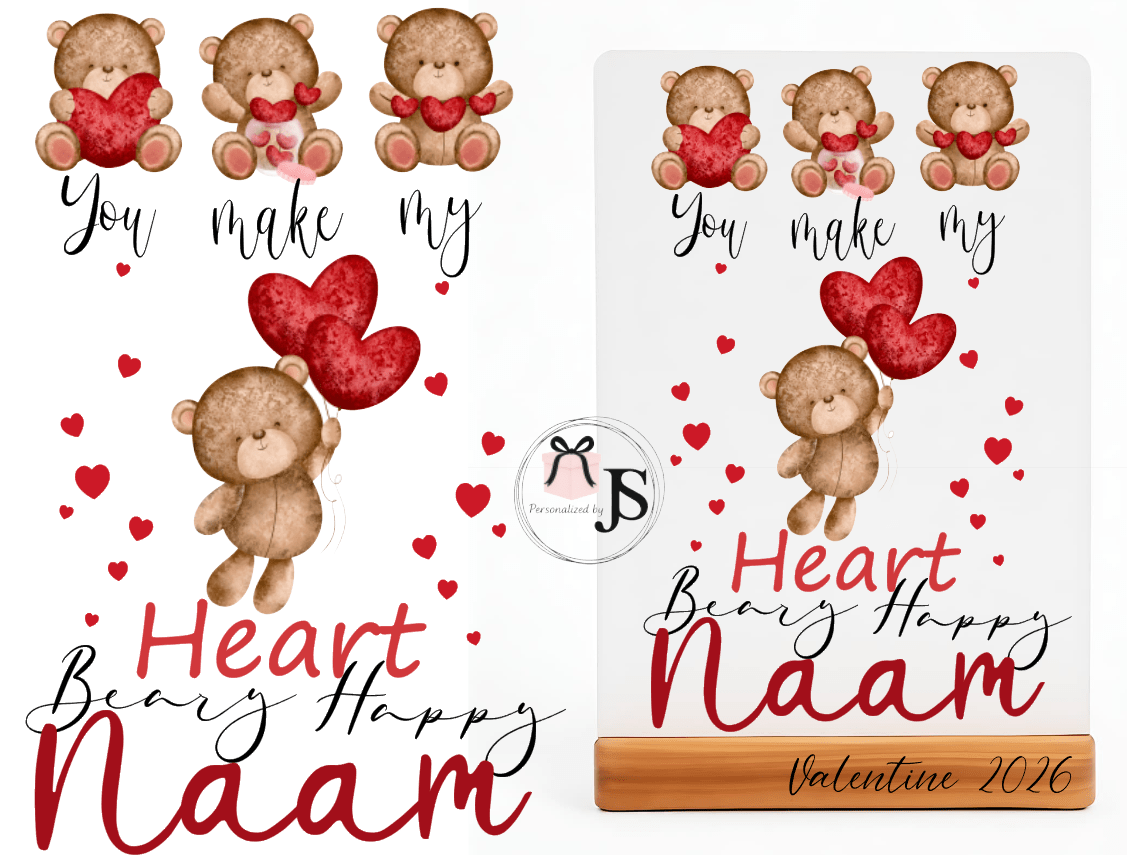 Metalen Fotolijst met Houten Basis - Valentijn - Personalized by JS