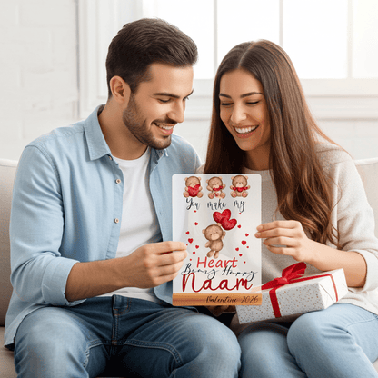 Metalen Fotolijst met Houten Basis - Valentijn - Personalized by JS