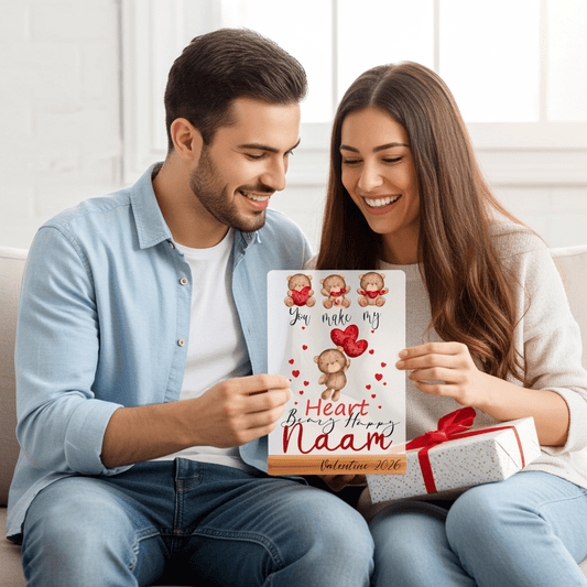 Metalen Fotolijst met Houten Basis - Valentijn - Personalized by JS